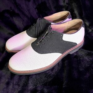 Bass Black & white mens 10.5 Burlington saddle shoes leather  Ska Rockabilly